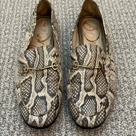Sam Edelman Loraine Snakeskin Print Leather Loafers - Picture 3 of 5